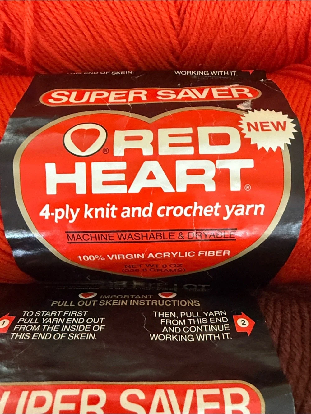 Red Heart Super Saver Yarn - Mixed Reds, Oranges, Brown. 5 Skein Bundle.